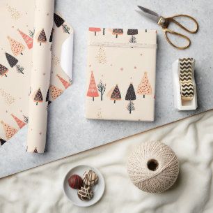 Papel De Presente Árvores de Pêssego, Pontos Pretos com Flocos de Ne