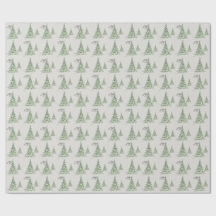 Papel De Presente Árvores de Pinheiro em Aquarela Alegria de Natal 