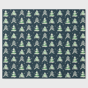Papel De Presente Árvores Eververdes da Neve Inverna