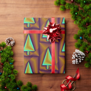 Papel De Presente Árvores Metálicas Castanhas Puffy