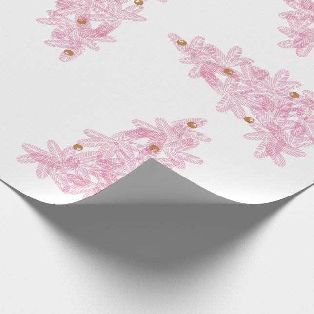 Papel De Presente Árvores Modernas de Natal Pink Christmas  (Ponta)