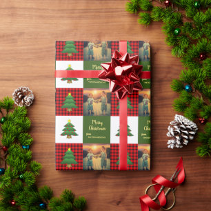 Papel De Presente Árvores modernas Feliz Natal foto da família
