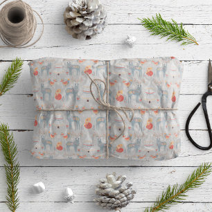 Papel De Presente Árvores Nórdicas de Árvore de Natal Cinzas Florais