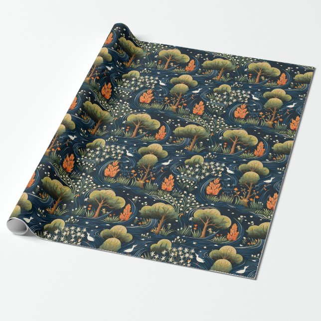 Papel De Presente Árvores & Patos (Desenrolado)