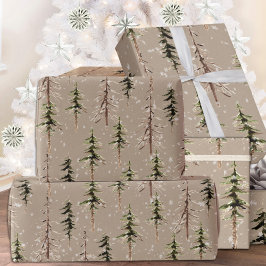 Papel De Presente Árvores Rústicas Kraft Esparsas Árvores De Spruce