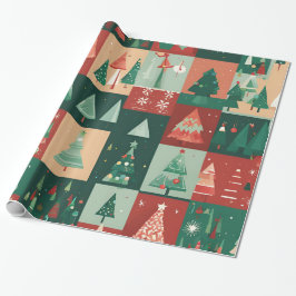 Papel De Presente Árvores verdes de Natal