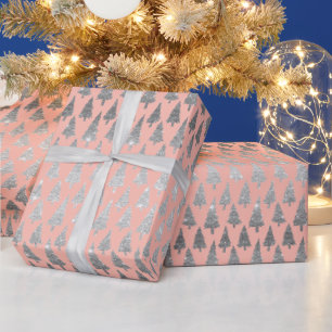 Papel De Presente Árvores Xmas De Lata Metálica Escamoteiam Presen