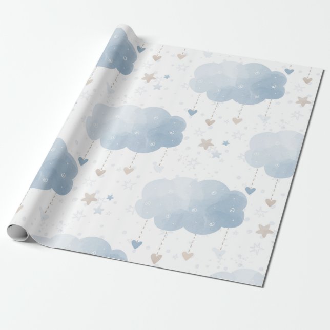 Papel De Presente As nuvens de marfim azuis, lindas e elegantes, est (Desenrolado)