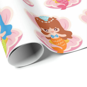 Papel De Presente As sereias bonitos no escudo dos moluscos modelam