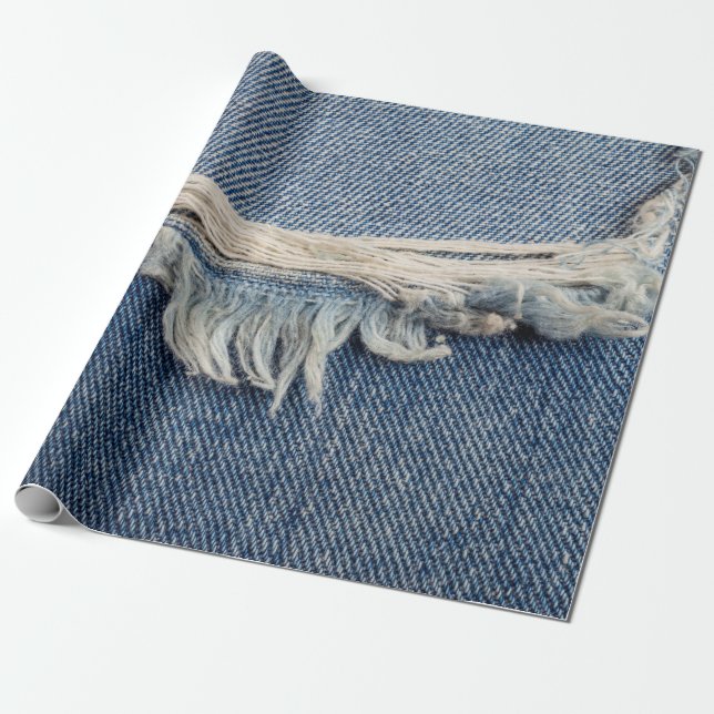 Papel De Presente As texturas rasgaram o fundo dos jeans. (Desenrolado)