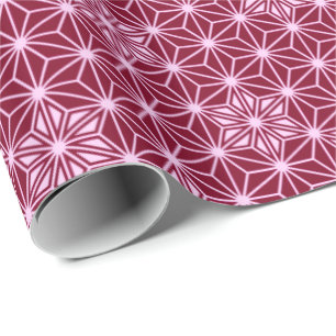 Papel De Presente Asanoha japonesa ou padrão Star, burgundy