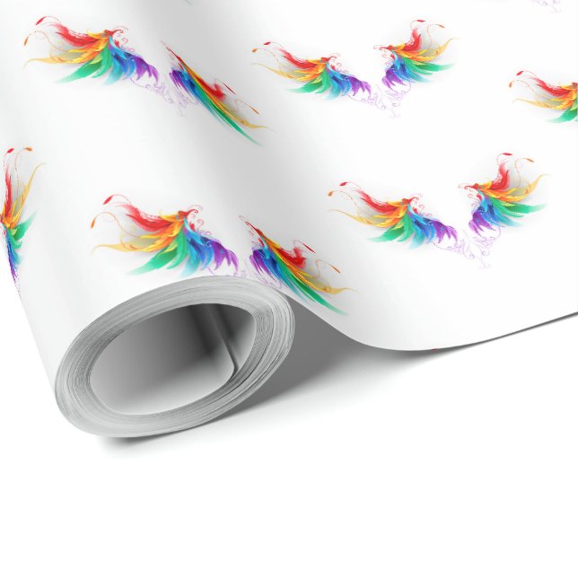 Papel De Presente Asas Arco-íris Fofas (Ponta do rolo)