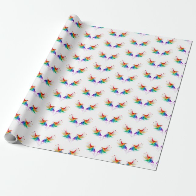 Papel De Presente Asas Fluffy Rainbow (Desenrolado)