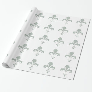 Papel De Presente Ash Cinza Fleur de lis