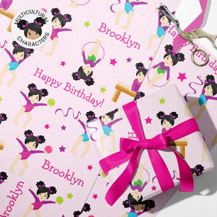 Papel De Presente Asian Gymnastics Birthday Wrapping Paper