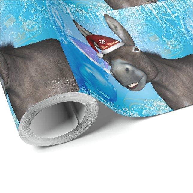 Papel De Presente Asno engraçado do Natal com chapéu do Natal (Ponta do rolo)