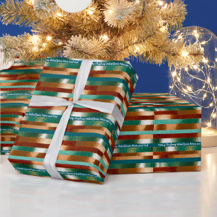 Papel De Presente Aspecto metalúrgico elegante, chalé, Natal dourado