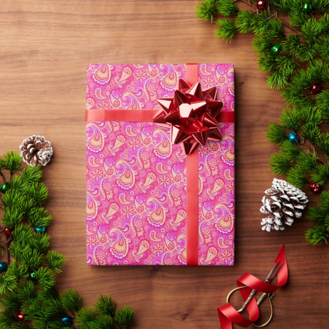 Papel De Presente Aspecto uniforme, cor-de-rosa, bonito (Presente de Natal)