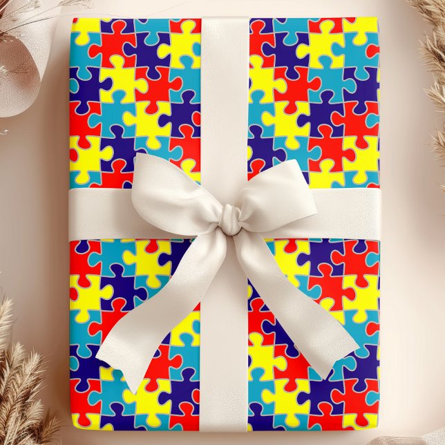 Papel De Presente Asperger ASD Autism Awarness Quebra-cabeça Pattern (Criador carregado)