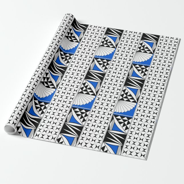 Papel De Presente Assalto do Sudoeste em Molho Azul para Presente (Desenrolado)