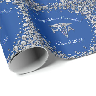Papel De Presente Assistente Médico Graduado Azul Prata