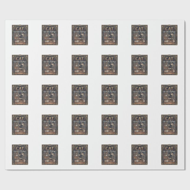 Papel De Presente Assistente Pessoal Gato Dono Engraçado Humor Gato  (Aberto)
