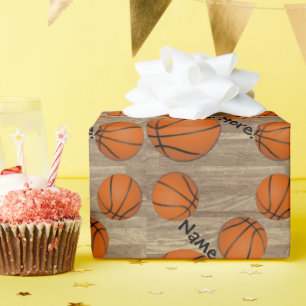 Papel De Presente Assoalho personalizado da madeira do basquetebol
