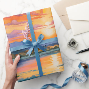 Papel De Presente Assobe-sol na aquarela do lago