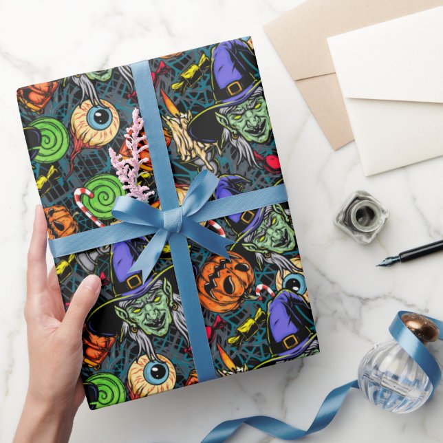 Papel De Presente Assustador Assustador Halloween Sinistro (Presentear)