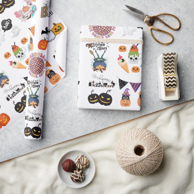 Papel De Presente Assustador Divertido e Sinistro Halloween (Artesanato)