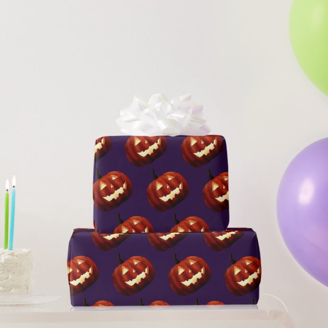 Papel De Presente Assustador Jack O'Lanterna Pumpkin Aniversário do  (Presentes para festas)