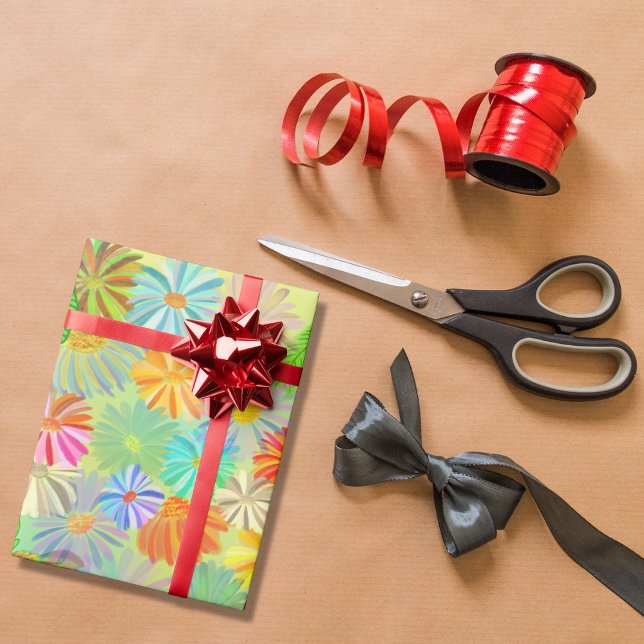 PAPEL DE PRESENTE ASTER & CONE FLOWERS & TROPICAL LEAVE WATERCOLOR (Criador carregado)