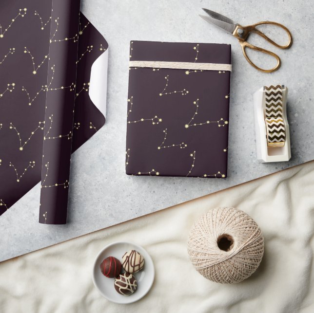 Papel De Presente Astrologia Peixes Estrelas Cósmicas Constelação Zo (Artesanato)