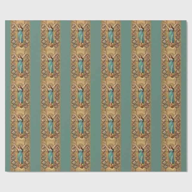 Papel De Presente Astrology Goddess Art Nouveau Zodiac  (Aberto)