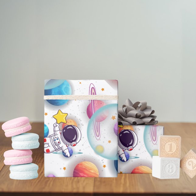 Papel De Presente Astronaut & Planets Wrapping Paper (Criador carregado)