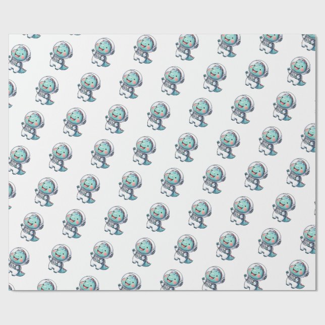 Papel De Presente Astronauta Bebê Dinossauro (Aberto)