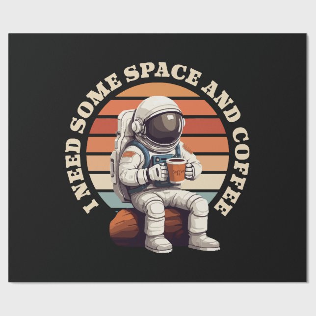 Papel De Presente Astronauta Bebendo Café (Aberto)