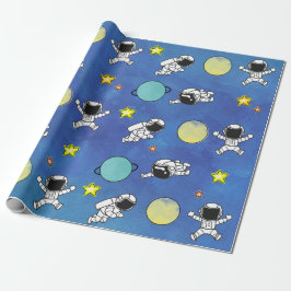 Papel De Presente Astronauta Cento Astronauta Exterior Planeta Estre