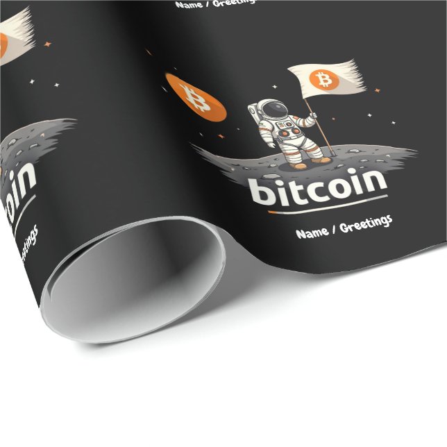 Papel De Presente Astronauta da Lua Crypto Bitamt Design BTC (Ponta do rolo)