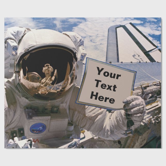Papel De Presente Astronauta da NASA segurando placa - Adicionar tex (Aberto)
