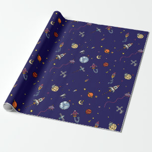 Papel De Presente Astronauta e Lua