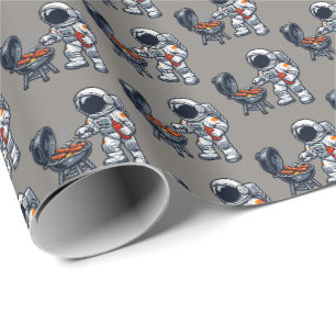 Papel De Presente Astronauta Grelhando