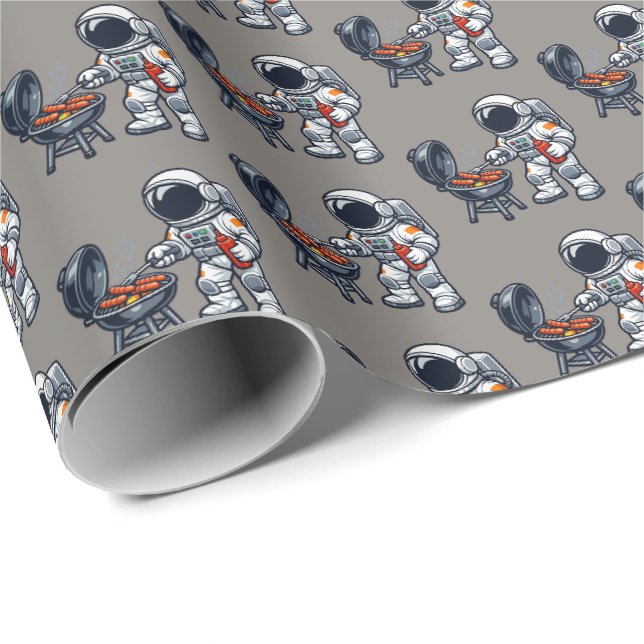 Papel De Presente Astronauta Grelhando (Ponta do rolo)