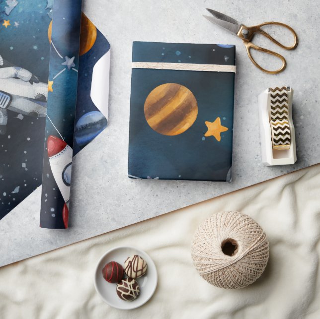 Papel De Presente Astronauta no Espaço Exterior (Artesanato)