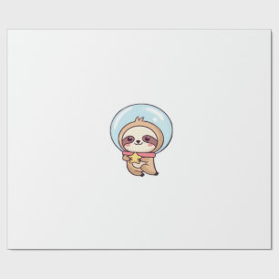 Papel De Presente Astronauta Preguiça Kawaii Chibi � Preguiça Espaci