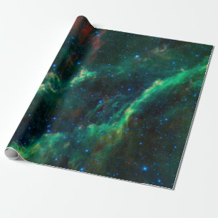 Papel De Presente Astronomia Estrela da Nebulosa Espacial Verde da C