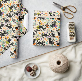 Papel De Presente Atomic Black Cats Halloween