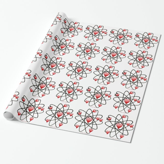 Papel De Presente Atomic Valentine Corações Vermelhos (Desenrolado)