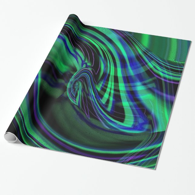 Papel de Presente Aurora Boreal Abstrata (Desenrolado)