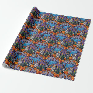 Papel De Presente Australian Kelpie Fazendo Trick-or-Treat no Hallow